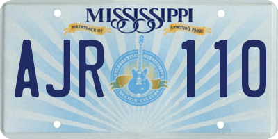 MS license plate AJR110