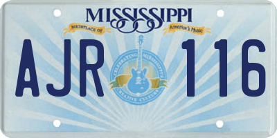 MS license plate AJR116