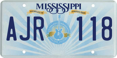 MS license plate AJR118