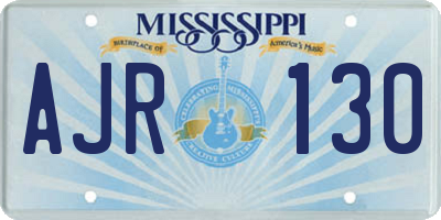 MS license plate AJR130