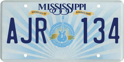 MS license plate AJR134