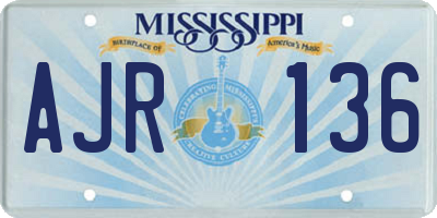 MS license plate AJR136