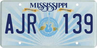 MS license plate AJR139