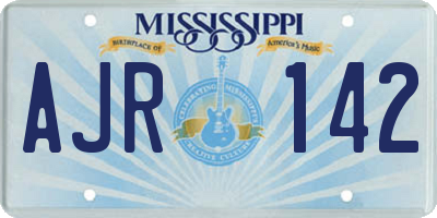 MS license plate AJR142