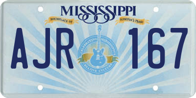MS license plate AJR167