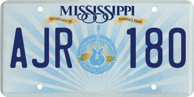 MS license plate AJR180