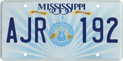 MS license plate AJR192