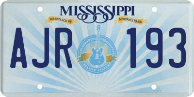 MS license plate AJR193