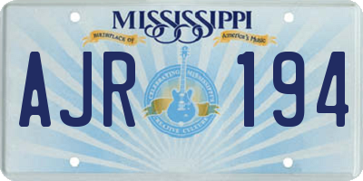 MS license plate AJR194