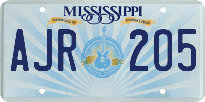 MS license plate AJR205