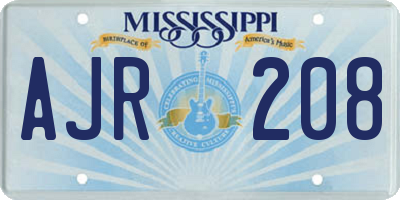 MS license plate AJR208