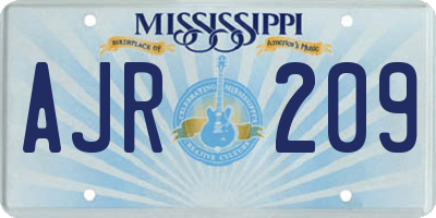 MS license plate AJR209