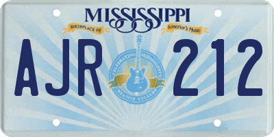 MS license plate AJR212