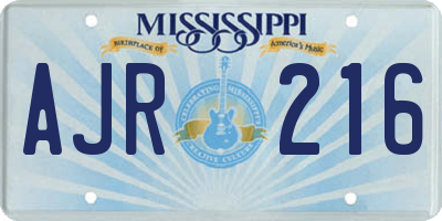 MS license plate AJR216