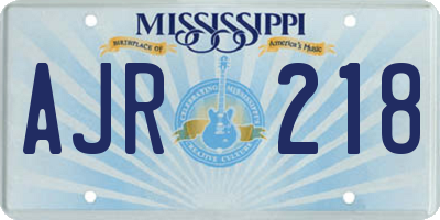 MS license plate AJR218