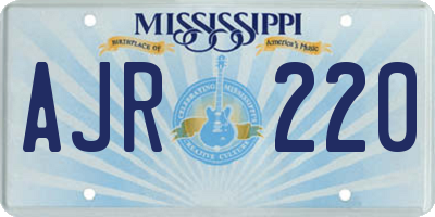 MS license plate AJR220