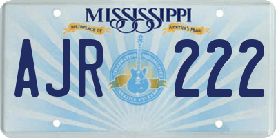MS license plate AJR222