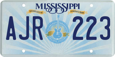 MS license plate AJR223