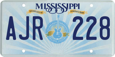 MS license plate AJR228