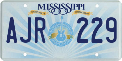 MS license plate AJR229