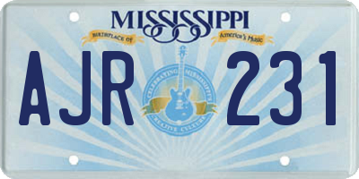 MS license plate AJR231