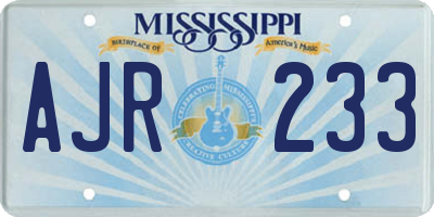 MS license plate AJR233