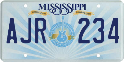 MS license plate AJR234