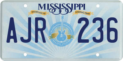 MS license plate AJR236