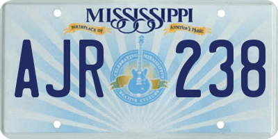 MS license plate AJR238