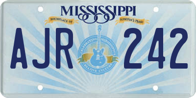MS license plate AJR242