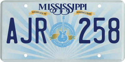 MS license plate AJR258