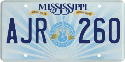 MS license plate AJR260
