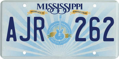 MS license plate AJR262