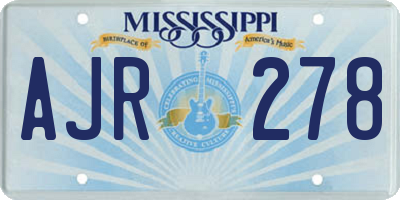 MS license plate AJR278
