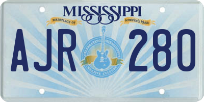 MS license plate AJR280