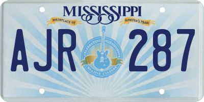 MS license plate AJR287