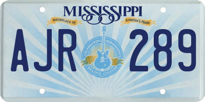 MS license plate AJR289
