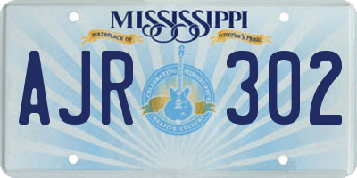 MS license plate AJR302