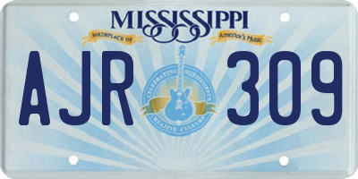 MS license plate AJR309