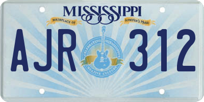 MS license plate AJR312