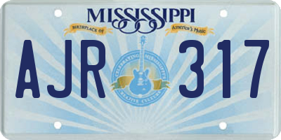 MS license plate AJR317