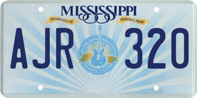 MS license plate AJR320