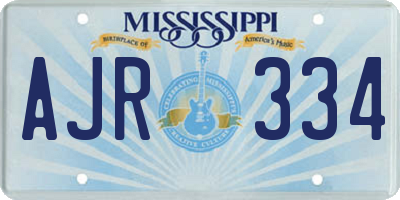 MS license plate AJR334