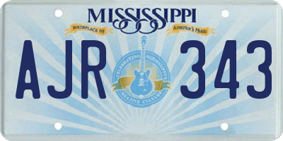MS license plate AJR343