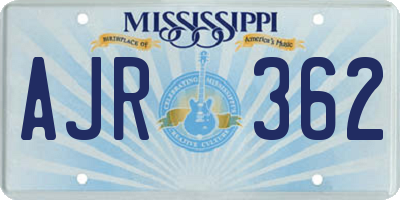 MS license plate AJR362