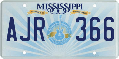 MS license plate AJR366