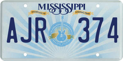 MS license plate AJR374
