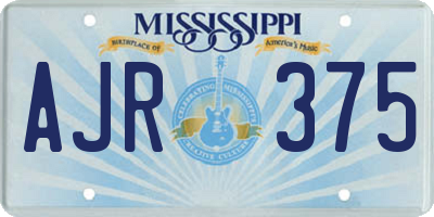MS license plate AJR375