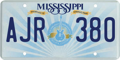 MS license plate AJR380
