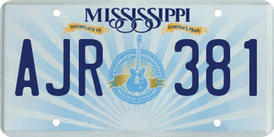 MS license plate AJR381